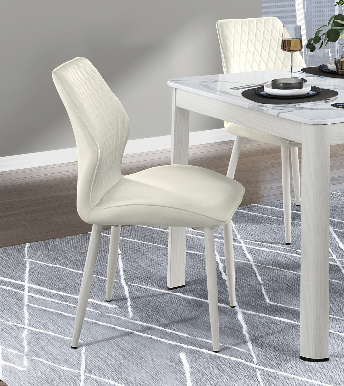 Modern Dining Side Chairs Set Of 2, Beige Velvet Upholstered White Metal Legs Furniture Beige Dining Room Modern,Ultra Modern Side Chair Metal