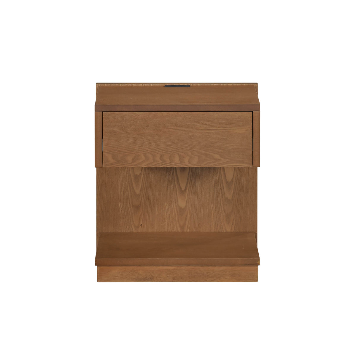 Modern Home Furniture 1Pc End Table With Drawer Open Platform Storage Usb Port Brown Finish Wooden Furniture Side Table Brown Primary Living Space Coffee & End Tables Wood