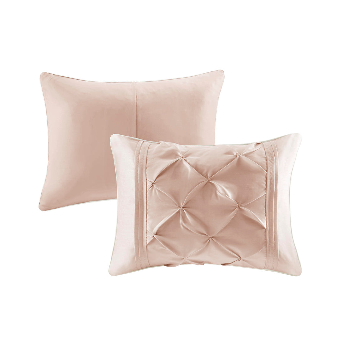 7 Piece Tufted Comforter Set Blush Full Full Blush Polyester