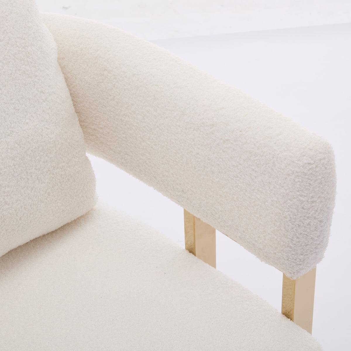 Ts Teddy Velvet Upholstered Metal Foot Sofas White Gold Teddy 1 Seat