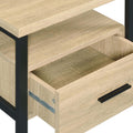 Oak And Black 1 Drawer Accent Table Natural Black Primary Living Space Rustic Drawers Rectangular Wood Metal