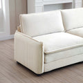 Mid Century Modern Sofa Set Of Two, One 3 Seater Sofa And One Single Seat Sofa With 2 Arm Pillows And 4 Throw Pillows,2 Pieces Sofa Set For Living Room, Beige Corduroy Fabric Beige Corduroy 4 Seat