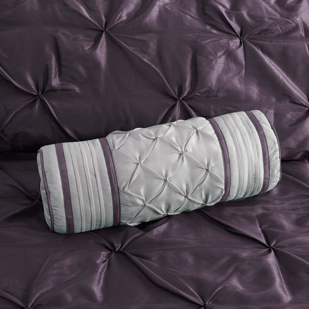 7 Piece Tufted Comforter Set Plum Cal King California King Plum Polyester