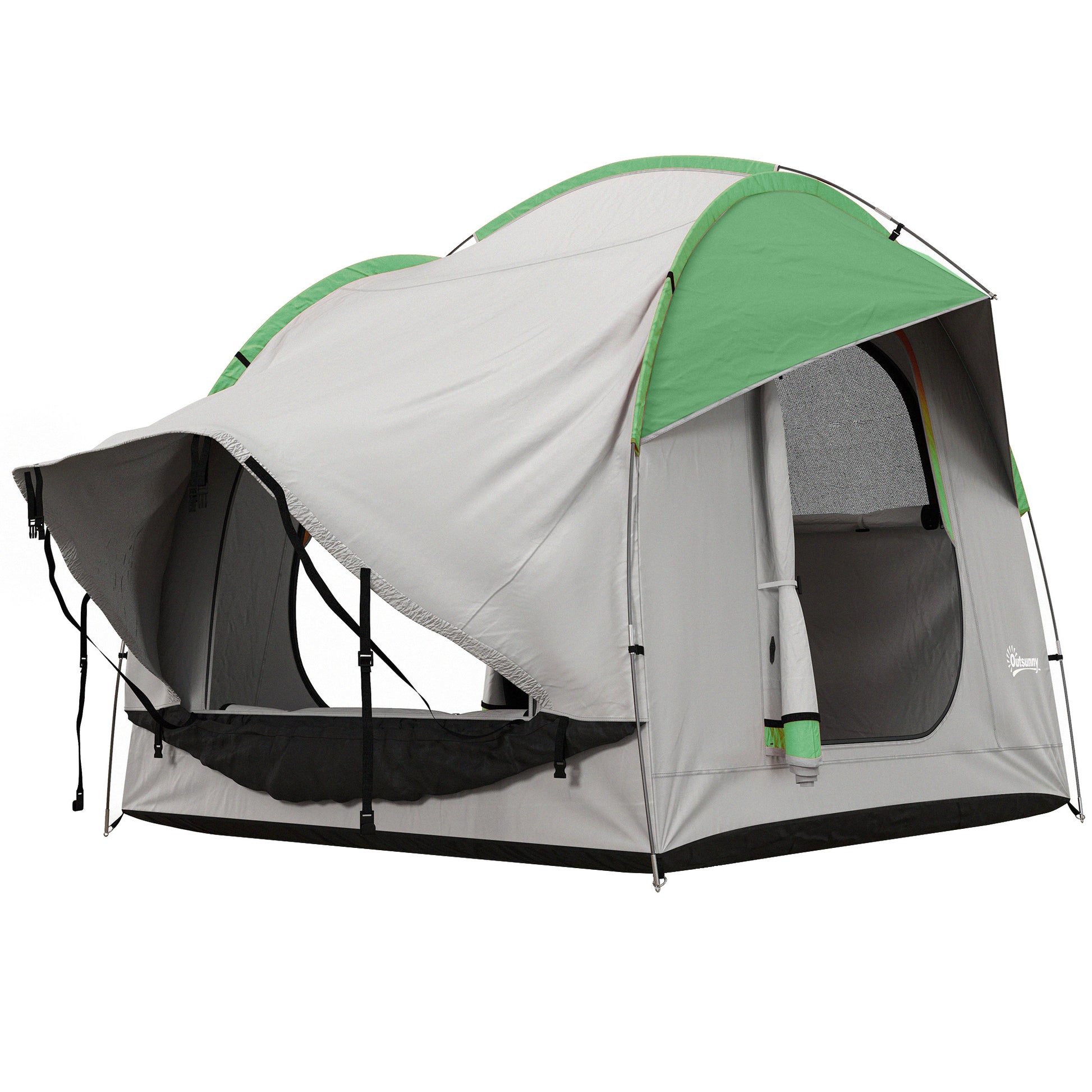 Outsunny Suv Tent, 2000Mm Waterproof Truck Tent With 3 Doors And Mesh Window, For 5 6 Person Camping Outdoor Travel, 7.5' L X 6.9' W X 6.9' H, Gray And Green Grey Polyester