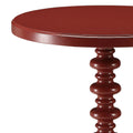 Red Round Wooden Side Table Red Primary Living Space Round Wood Pedestal