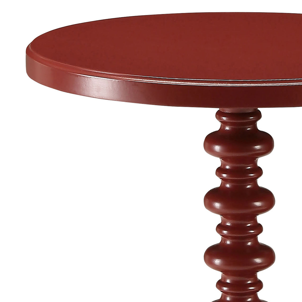 Red Round Wooden Side Table Red Primary Living Space Round Wood Pedestal