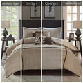 7 Piece Faux Suede Comforter Set Beige Cal King California King Beige Polyester