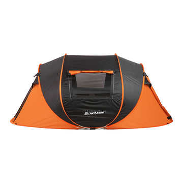 5 8 Person Black Orange Pop Up Camping Boat Tent Black Cream Polyethylene
