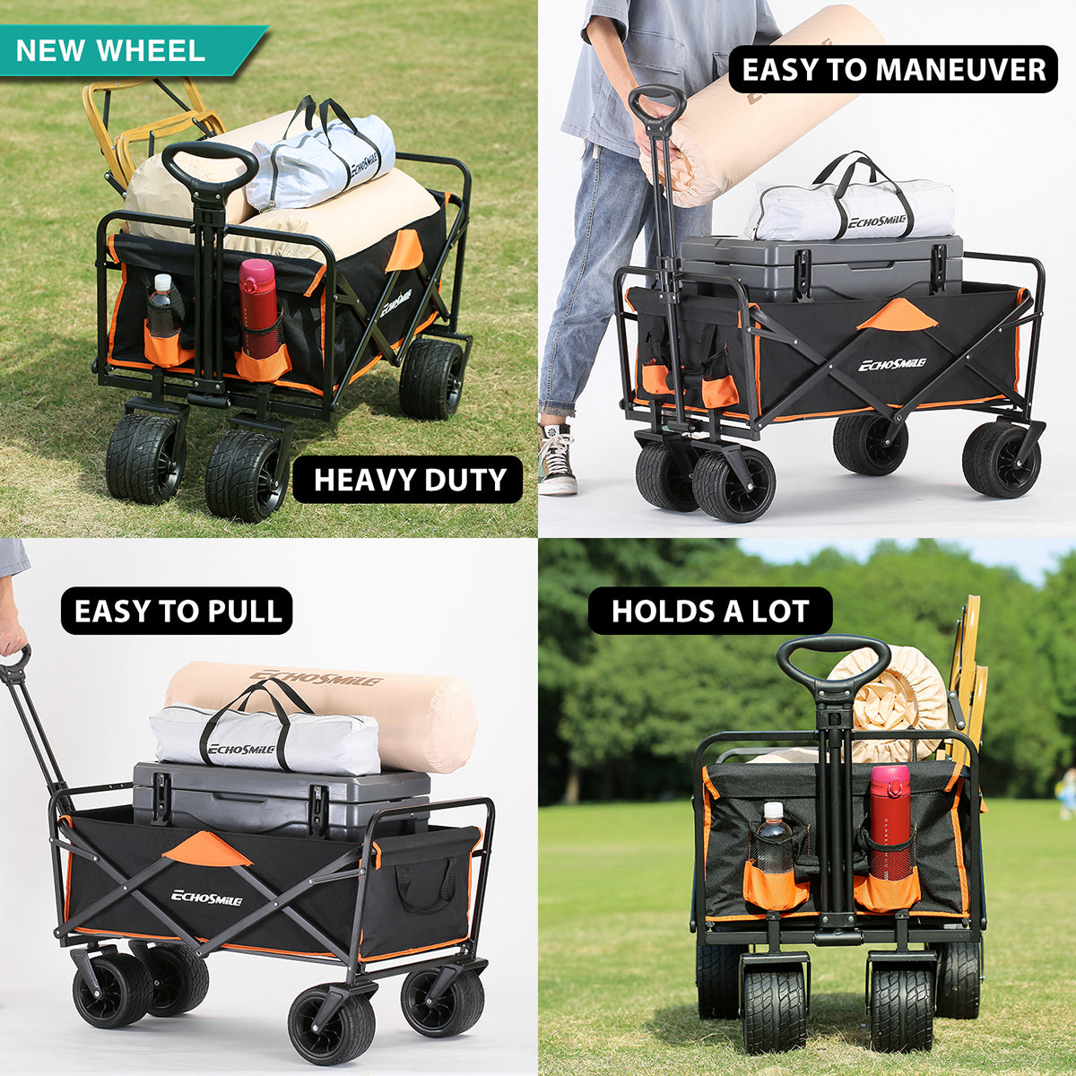 Black & Orange Folding Campers Black Gold Metal