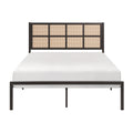 1Pc Eastern King Platform Bed, Metal Frame Dark Bronze Finish Faux Cane Panel Headboard Casual Coastal Bedroom Furniture, Bed In A Box Box Spring Not Required King Bronze Metal Bedroom Casual,Coastal Metal