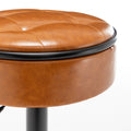 Round Storage Bar Stool Set Of 2, Brown Faux Leather Height Adjustable Barstool, 360 Counter Height Swivel Stool, Armless Bar Chair With Metal Frame For Kitchen Counter Dining Living Room Brown Set Of 2 Foam Pu Leather