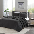 3 Piece Quilt Set Black Full Queen Full Black Microfiber
