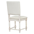 Vintage Traditional 2 Piece Upholstered Dining Chairs With Padded Backs, Cream Cream Dining Room Traditional Rubberwood Foam Rubber Wood