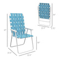 Outsunny Set Of 2 Patio Folding Chairs, Classic Outdoor Camping Chairs, Portable Lawn Chairs For Camping, Garden, Pool, Beach, Backyard W Armrests, Blue Blue Steel
