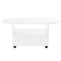 Cream Style Tv Stand And Coffee Table Set Of 2, Led Light Strip Tv Stand For Tvs Up To 80'', Cloud Top Coffee Table With 2 Brake Wheels For Living Room, White White 80 89 Inches Particle Board