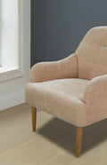 Chenille Armchair, Modern Style Accent Chair With Wood Legs, Comfy Design For Living Room, Bedroom, Office,Beige Beige Foam Wood Fabric
