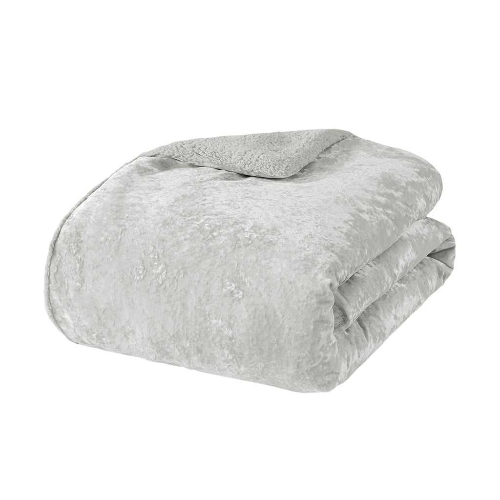 Crushed Velvet Sherpa Reversible Comforter Set King Grey Polyester