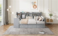 Full Size Wooden Daybed With 3 Drawers, Usb Ports And Deskgray Full Gray Wood
