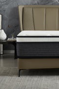 Hybrid 10 Inch Queen Mattress In A Box, Pillow Top Bed Cushion Withand Hypoallergenic Design, Medium Firm For Lumbar Support White Gray Foam Spring Queen