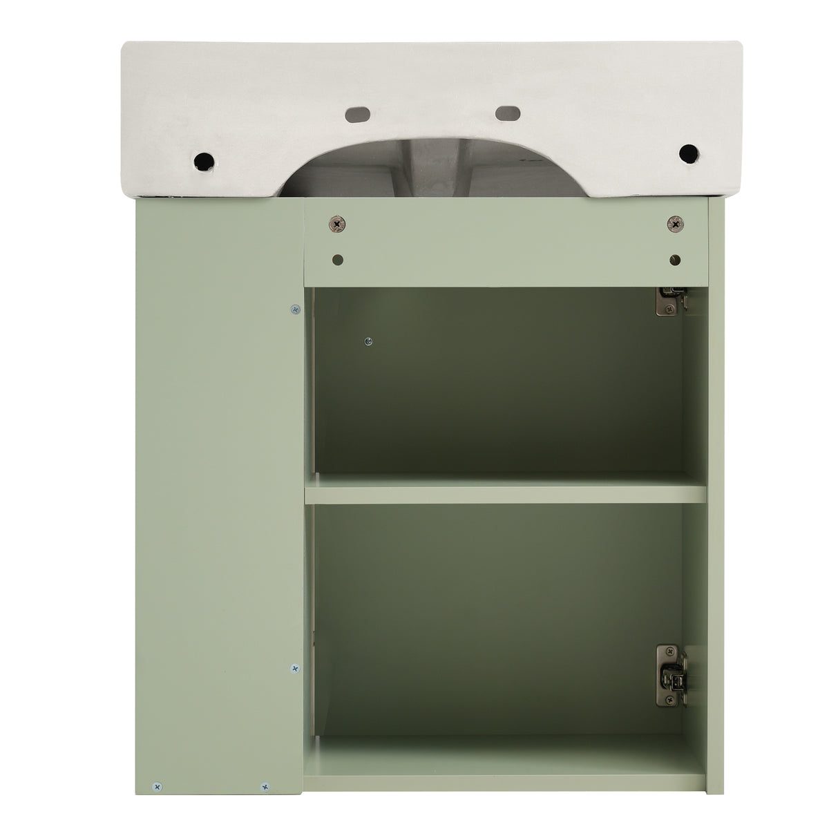 Video 21.6 Inch Modern Floating Bathroom Vanity With Ceramic Basin Perfect For Small Bathrooms, Right Side Storage Green Bathroom Ceramic Mdf