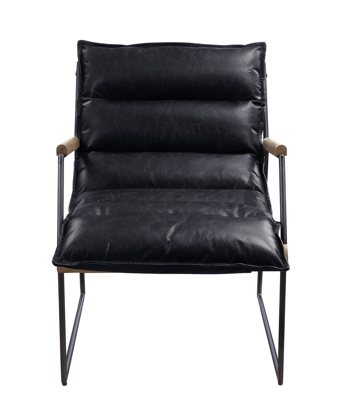Distress Espresso And Matt Iron Accent Chair With Sled Base Espresso Primary Living Space Genuine Leather