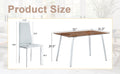 Table And Chair Set.Large Modern Rectangular Table With Brown Glass Top And Silver Metal Legs. Paired With 6 Light Gray Chairs With Checkered Armless High Back Pu Cushion And Silver Metal Legs. Light Gray,Silver Seats 6 Glass Metal