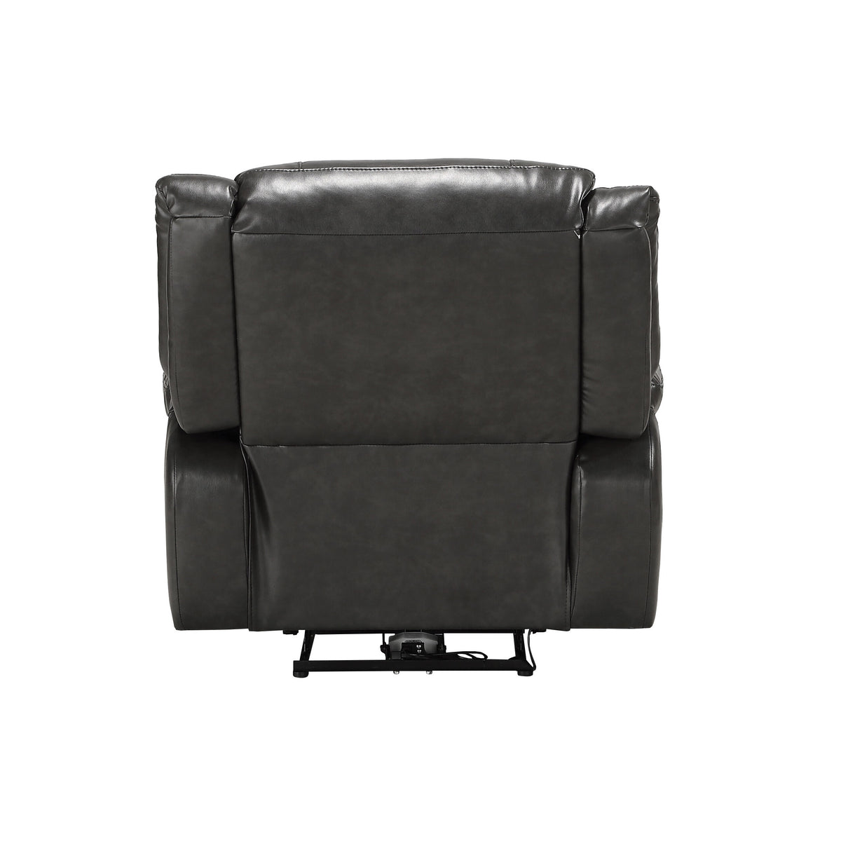 Grey Power Recliner With Usb Port Grey Faux Leather Manual Push Button Metal Primary Living Space Tight Back Push Button Pillow Top Arms Wood Fabric