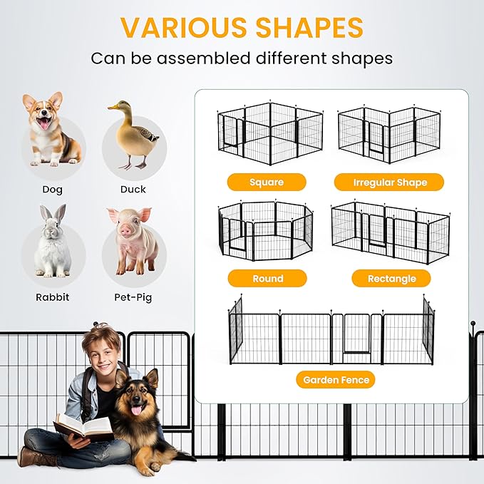 24 Inch 8 Panles, Ideal Dog Fence For Puppy Small Dogs Indoor & Outdoor Bliss, Perfect Dog Pen For Camping, Yard, Rv, Garden Fence, Black Black Metal