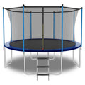 12Ft Outdoor Toddler Trampoline With Enclosure Safety Net Jumping Fun Trampoline, Heavy Duty Jump Pads, Spring Loaded For Children And Adults, Gifts For Boys Girls Blue Garden & Outdoor Iron
