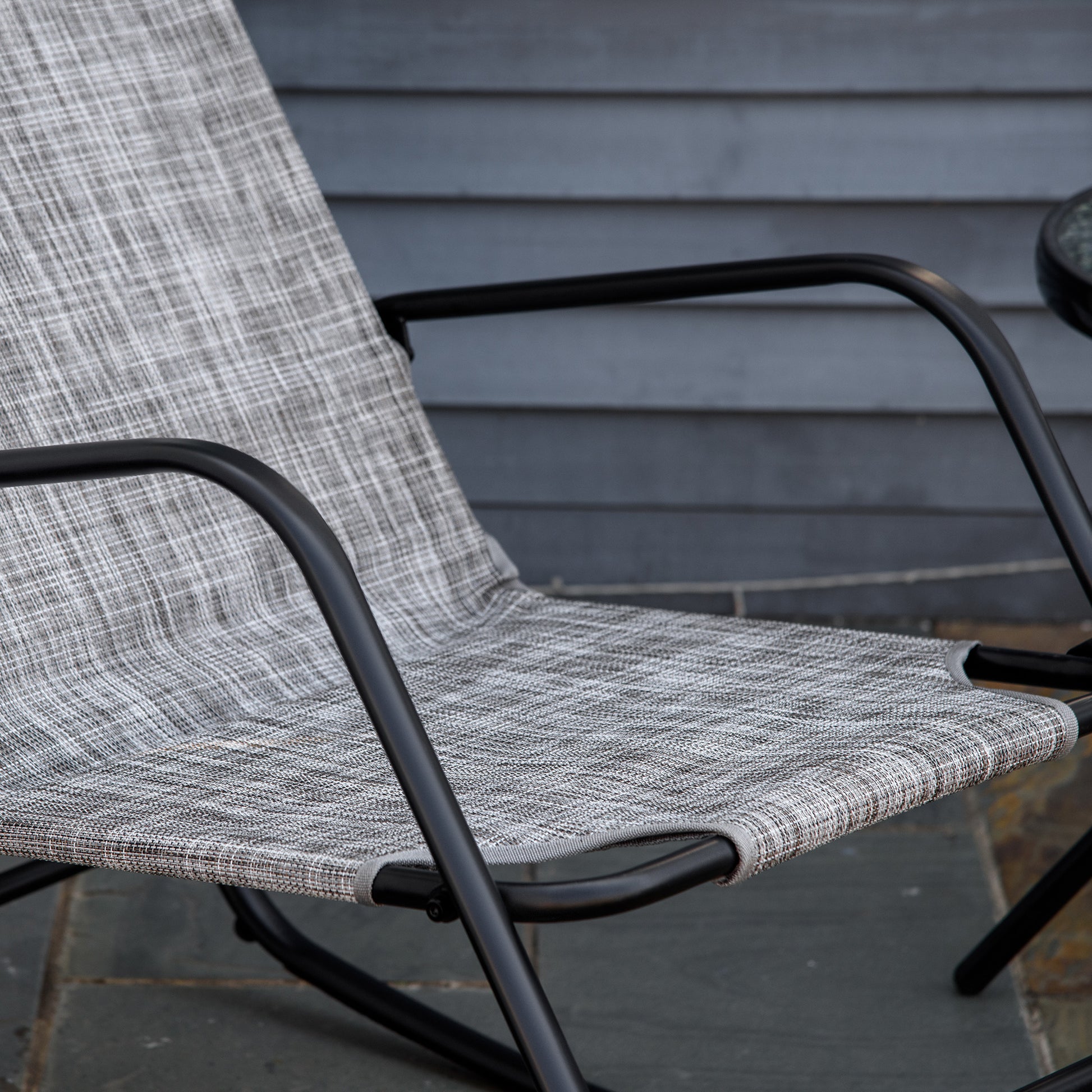 Outsunny Garden Rocking Chair, Outdoor Indoor Sling Fabric Rocker For Patio, Balcony, Porch, Grey Gray Steel
