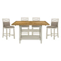 5Pc Dining Set Counter Height Table Base With 2 Shelves, 4 Upholstered Counter Height Chairs Light Oak And Gray Finish Casual Country Style Dining Wooden Kitchen Furniture Gray,Light Oak Seats 4 Dining Room Rectangular Wood