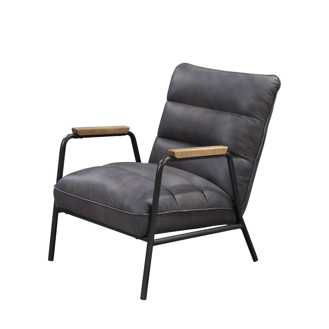 Grey And Matt Iron Accent Chair With Metal Leg Grey Primary Living Space Genuine Leather