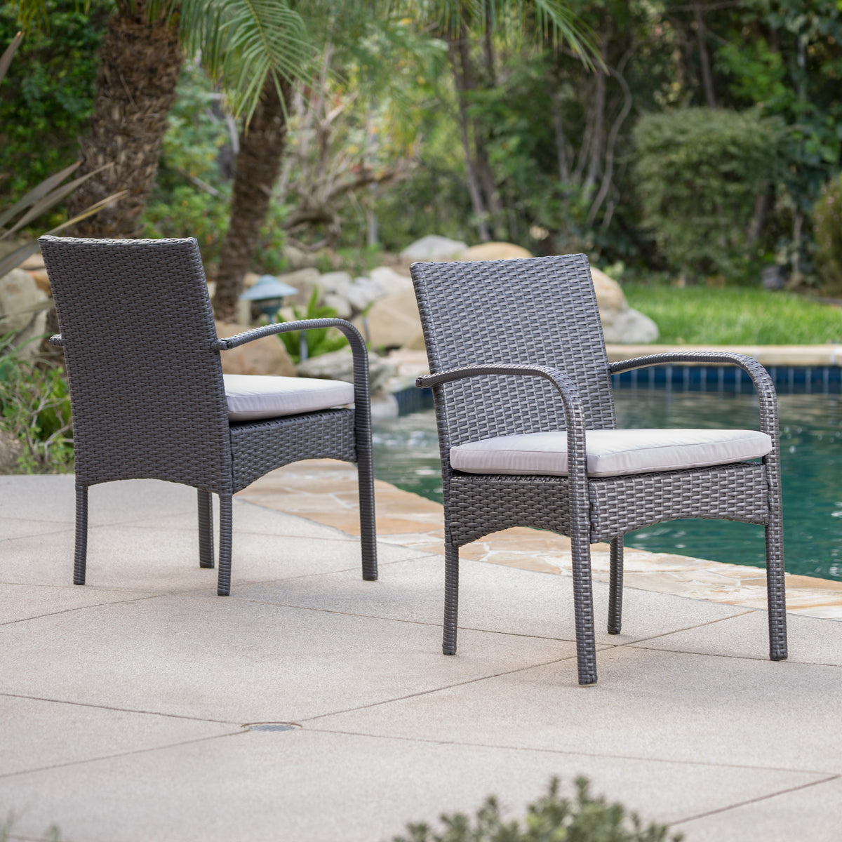 Cordoba Kd Pe Wicker Dining Chair Grey Pe Rattan Iron Waterproof Fabric