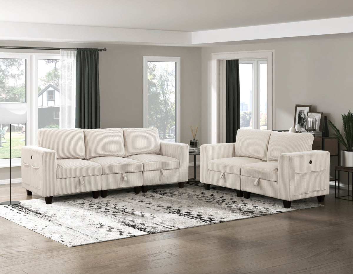 Modern Living Room Furniture Beige Armless Chair With Storage Corduroy Fabric Upholstery 1Pc Modular Armless Chair Beige Primary Living Space Contemporary,Modern Solid Wood