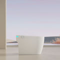 Smart Toilet With Voice Control And Bubble Shield, Heated Bidet Seat, Portable Toilet With Bidet Built In, Auto Open&Close, Toilet With Dryer And Warm Water,Tankless Toilet In 1.28Gpf,White Screen White Bathroom Ceramic