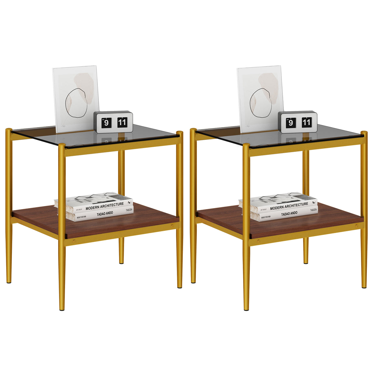 Coffee Table And End Tables Set Of 3, Tempered Glass Table With Mdf Layer, Modern Tables For Living Roomgray Glass Gray Tempered Glass