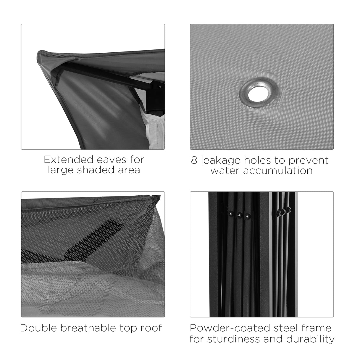 Outsunny 11' X 11' Pop Up Canopy, Outdoor Patio Gazebo Shelter With Removable Zipper Netting, Instant Event Tent W 114 Square Feet Of Shade And Carry Bag For Backyard, Garden, Light Gray Light Grey Metal