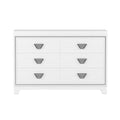 Elegant Dresser With Metal Handle And Sparkling Shiny Decoration, Storage Cabinet With 6 Drawers For Bedroom, Living Room, White White Mdf Metal