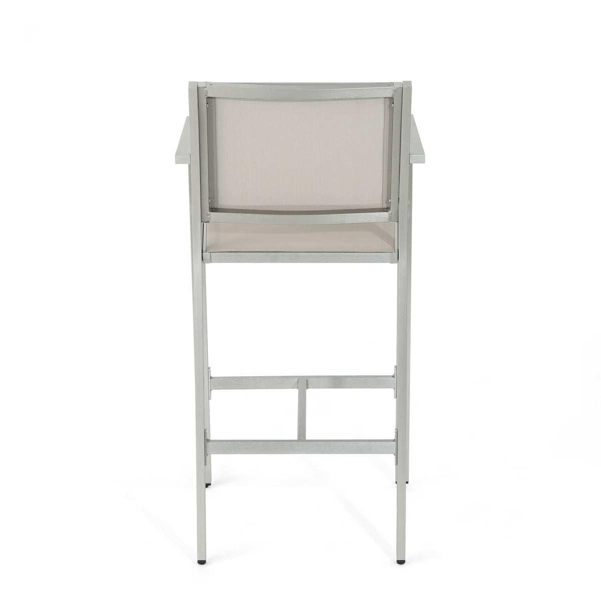 Aluminium Bar Stool With Outdoor Mesh Silver Aluminium