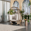 Outdoor Swivel Chair With Cushions, Rattan Egg Patio Chair With Rocking Function For Balcony, Poolside And Garden Natural Wicker Beige Cushion Natural Beige Wicker