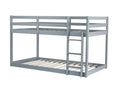 Solid Woodensolid Rubber Wooden Twin Over Twin Loft Bed With Ladder ,Upper And Bottom Bed Platforms Crafted With Strengthened Slats ,Grey Twin Grey Rubber Wood