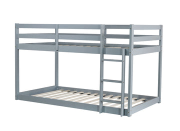 Solid Woodensolid Rubber Wooden Twin Over Twin Loft Bed With Ladder ,Upper And Bottom Bed Platforms Crafted With Strengthened Slats ,Grey Twin Grey Rubber Wood