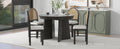 5 Piece Retro Functional Dining Set With 1 Extendable Dining Table And 4 Upholstered Chairs With Rattan Backrests For Dining Room And Kitchen Espresso Espresso Solid Wood Mdf