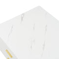Modern White Coffee Table With 2 Glass Door Storage, 4 Drawers, Gold Metal Legs, And Multi Color Lighting In 47.2'' White Drawers Mdf