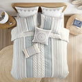 Cotton Printed Duvet Cover Set With Chenille Queen Multicolor Cotton