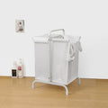 2 Tier Laundry Hamper 110L Large Oxford Clothes Basket Sorter With, Lid And Sorting Cards For Clothes & Toys Storage,White White Fabric
