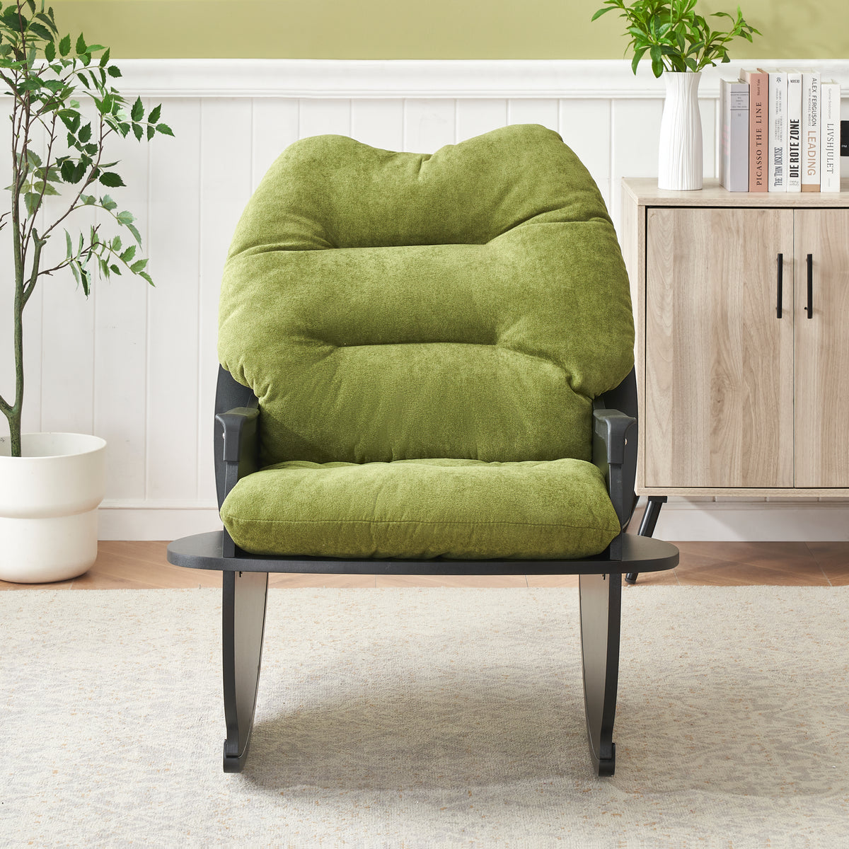 2409 Greenrocking Chair Balcony Leisure Comfortable Seat For Elderly Children Adult Lunch Chair Green Polyester Blend