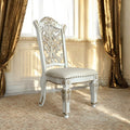 Vendome Synthetic Leather & Antique Pearl Finish Side Chair Set Of 2 Antique White Faux Leather,Synthetic Wood