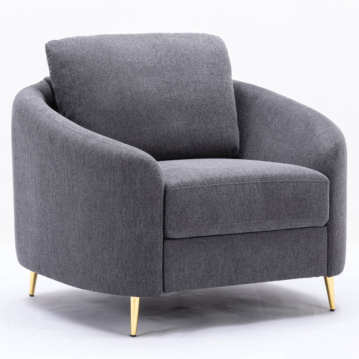Grey Loose Back Accent Chair Gray Gray Primary Living Space Modern Wood Fabric