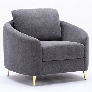 Grey Loose Back Accent Chair Gray Gray Primary Living Space Modern Wood Fabric